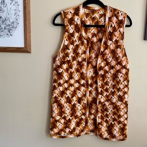 Vintage 1970s Handmade Crochet Vest